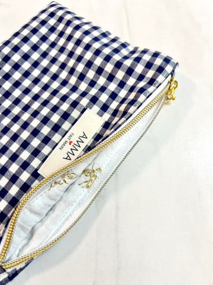 Mini Pochette Carreau Vichy Bleu