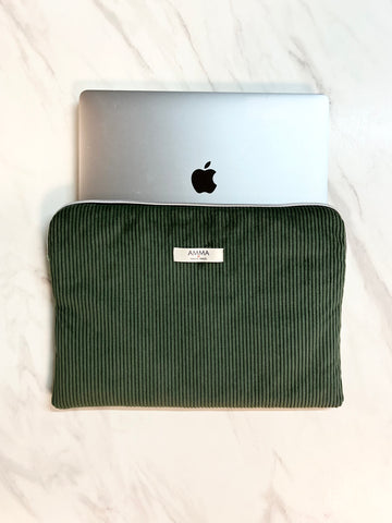 Corduroy Laptop Sleeve - Khaki Green