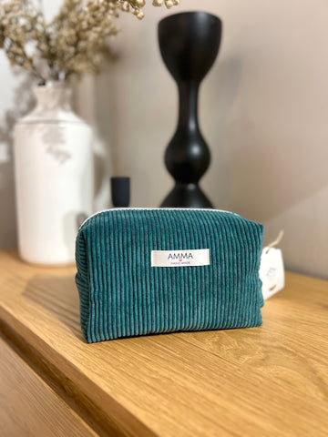 Fir Green corduroy toiletry bag