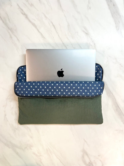 Corduroy Laptop Sleeve - Khaki Green