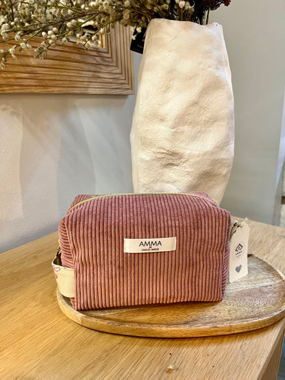 Pink corduroy toiletry bag