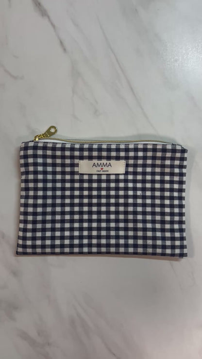 Mini Pochette Carreau Vichy Bleu